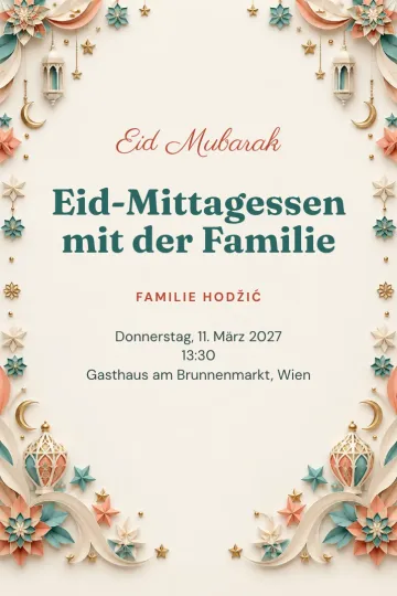 Einladung Feiertage, Design Scherenschnitt-Kranz