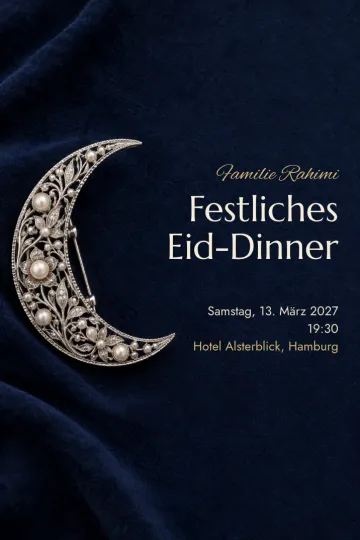 Einladung Feiertage, Design Filigrane Mondbrosche