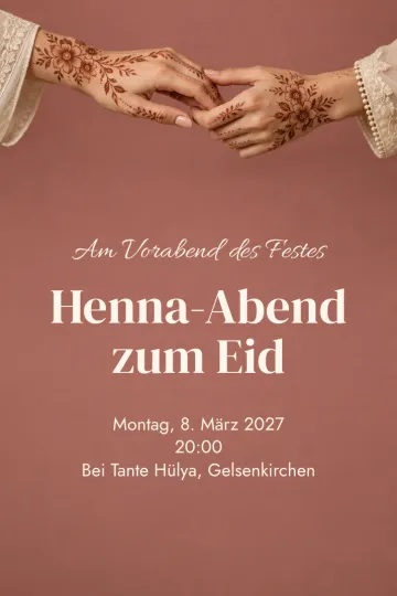 Einladung Feiertage, Design Henna-Hände
