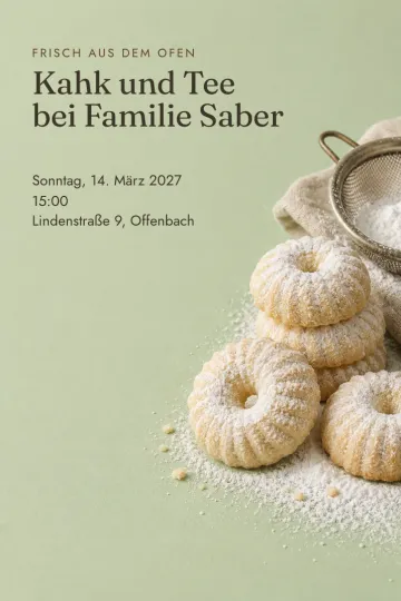 Einladung Feiertage, Design Kahk mit Puderzucker