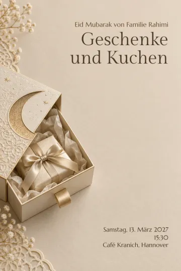 Einladung Feiertage, Design Geschenkschublade mit Mond