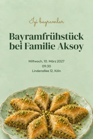 Einladung Feiertage, Design Baklavafächer