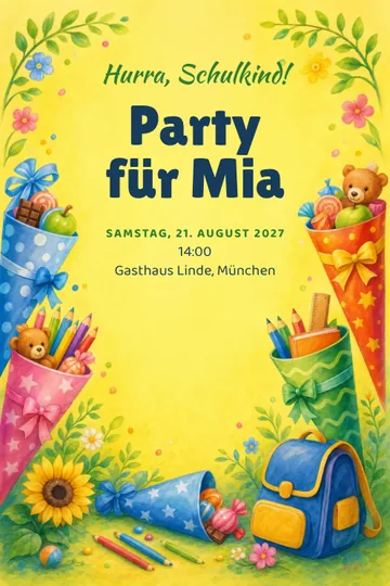 Einladung mit dem Design Einschulung