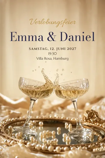 Einladung mit dem Design Champagnerkuss