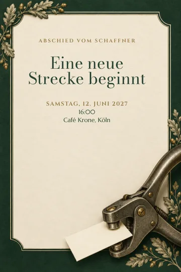 Einladung mit dem Design Schaffner Abschied