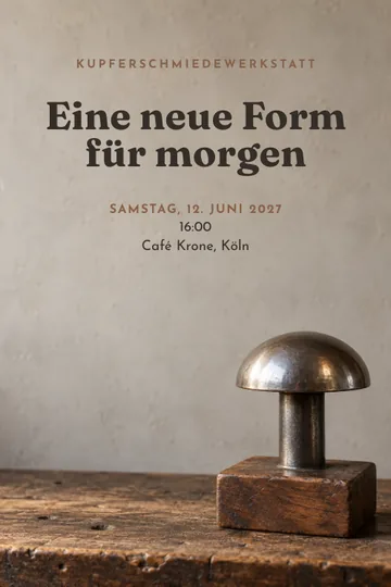 Einladung mit dem Design Kupferschmiedewerkstatt