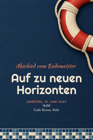 Einladung mit dem Design Bademeister Abschied