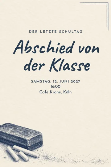 Einladung mit dem Design Der letzte Schultag