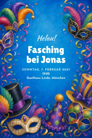 Einladung mit dem Design Fasching