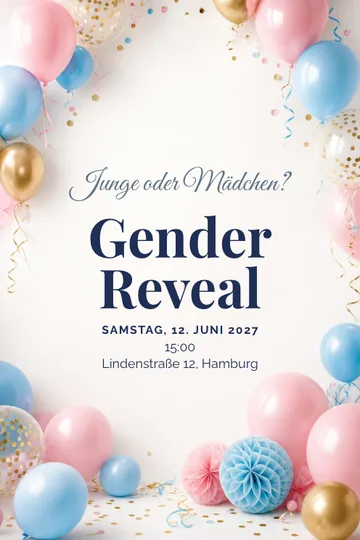 Einladung mit dem Design Rosa oder Blau