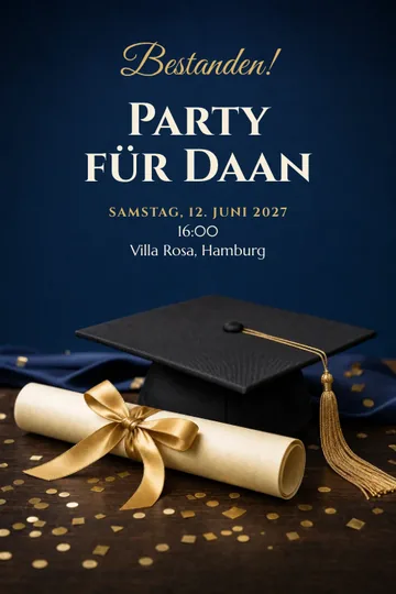 Einladung mit dem Design Goldenes Diplom