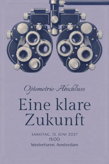 Einladung mit dem Design Optometrie Abschluss