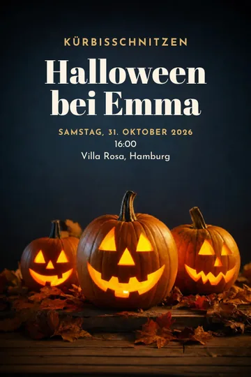 Einladung mit dem Design Kürbisschnitzen