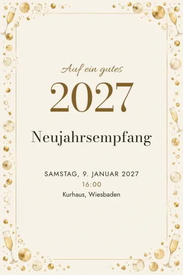 Einladung Feiertage, Design Goldene Perlen