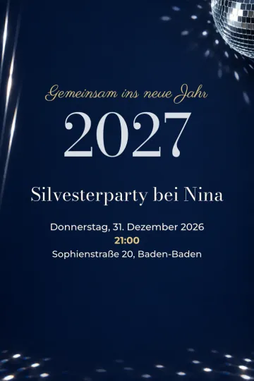 Einladung Feiertage, Design Silberne Silvesternacht