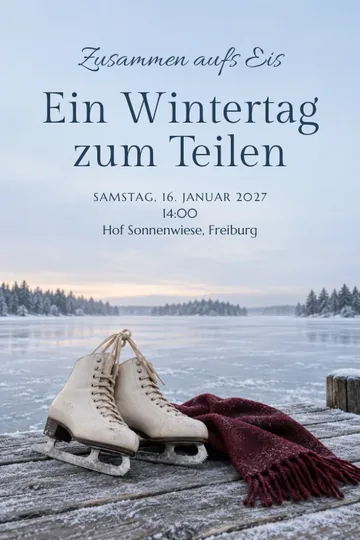 Einladung mit dem Design Zusammen aufs Eis