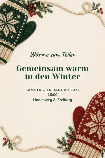 Einladung mit dem Design Wärme zum Teilen