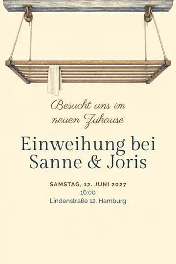 Einladung mit dem Design Frische Wäsche im neuen Zuhause
