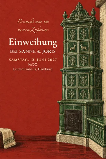 Einladung mit dem Design Der warme Kachelofen