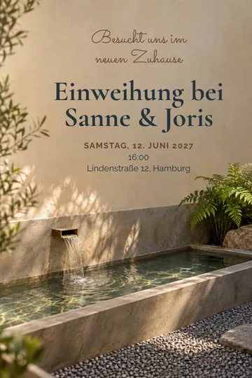 Einladung mit dem Design Wasser im Innenhof