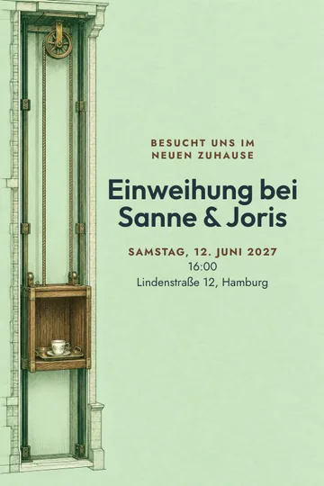 Einladung mit dem Design Unser kleiner Speisenlift
