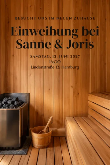 Einladung mit dem Design Die neue Sauna