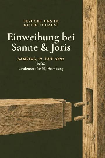 Einladung mit dem Design Unser Haus nimmt Form an