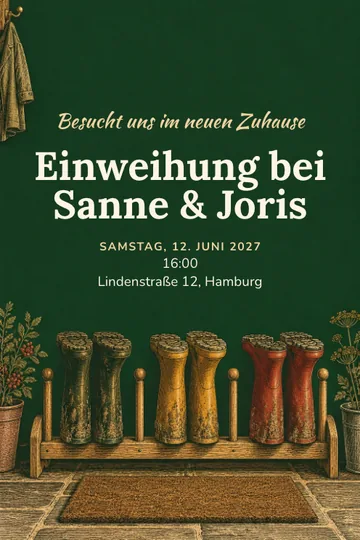 Einladung mit dem Design Die Stiefel stehen bereit