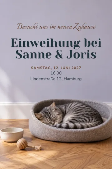 Einladung mit dem Design Zuhause mit der Katze
