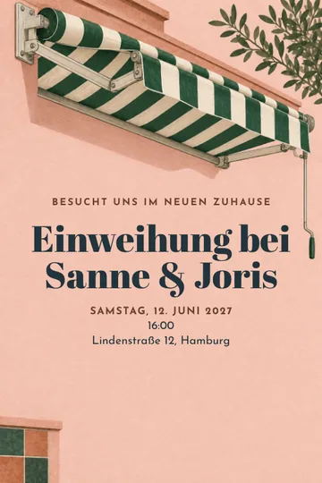 Einladung mit dem Design Unsere neue Markise