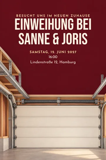 Einladung mit dem Design Die Garage öffnet sich