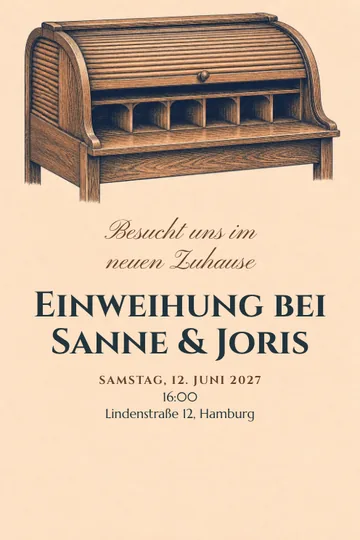 Einladung mit dem Design Der Schreibtisch öffnet sich