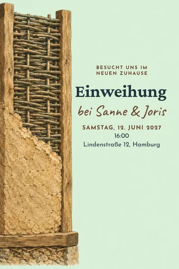 Einladung mit dem Design Ein Haus mit Flechtwerk