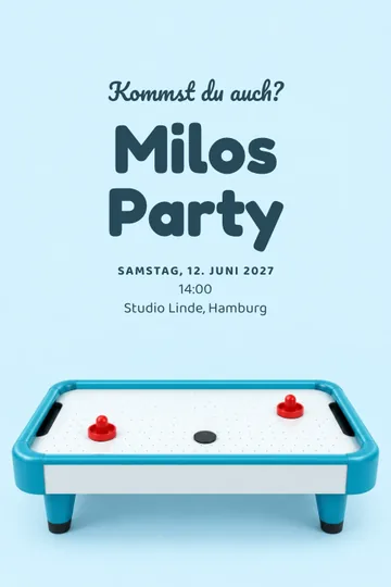 Einladung mit dem Design Airhockeyfest