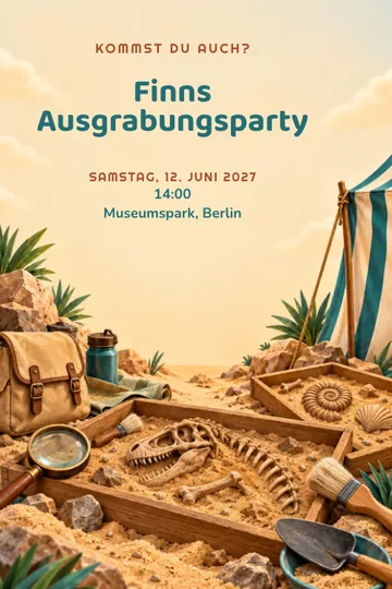 Einladung mit dem Design Archäologie-Ausgrabung