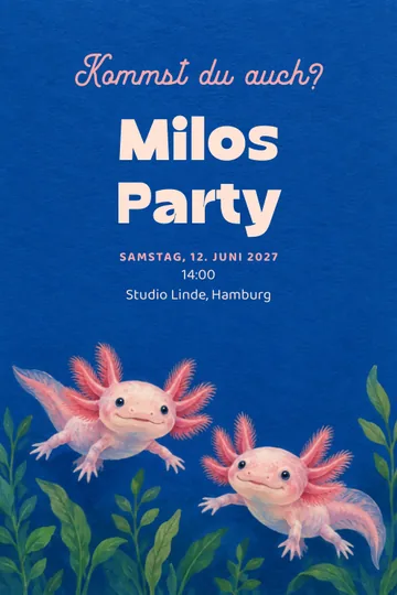 Einladung mit dem Design Axolotlfest