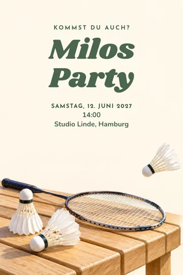 Einladung mit dem Design Federballparty