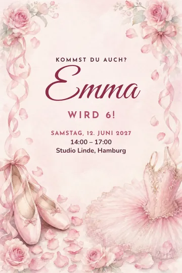 Einladung mit dem Design Ballettparty