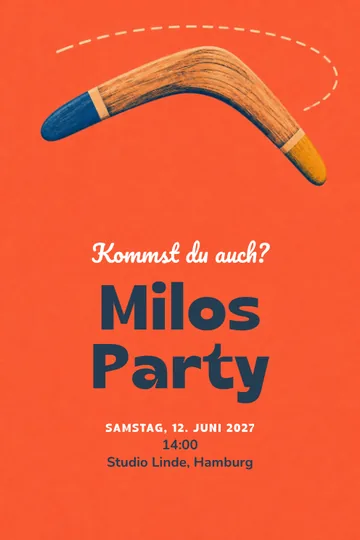 Einladung mit dem Design Boomerangfest