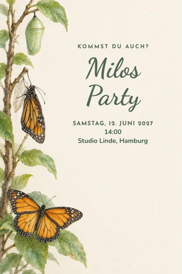 Einladung mit dem Design Schmetterlingswunder