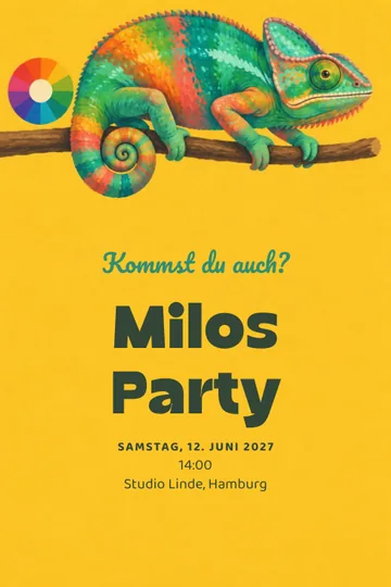 Einladung mit dem Design Chamäleonfarben
