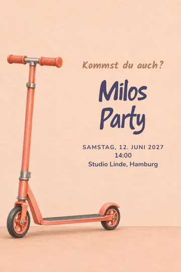 Einladung mit dem Design Rollerfest