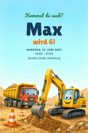 Einladung mit dem Design Baustelle