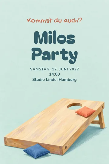 Einladung mit dem Design Säckchenwurf