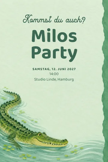 Einladung mit dem Design Krokodilkurve