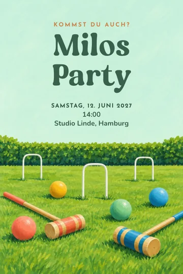 Einladung mit dem Design Krocketparty
