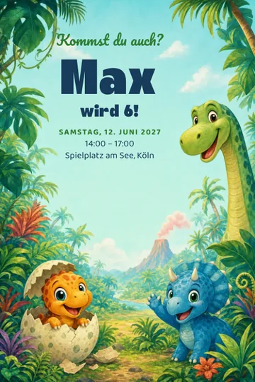 Einladung mit dem Design Dino-Expedition