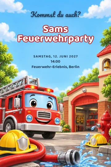 Einladung mit dem Design Feuerwache