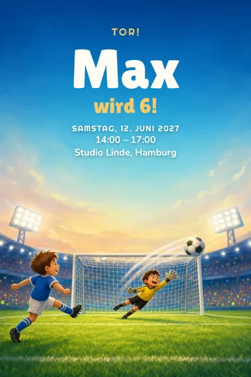 Einladung mit dem Design Fußballparty