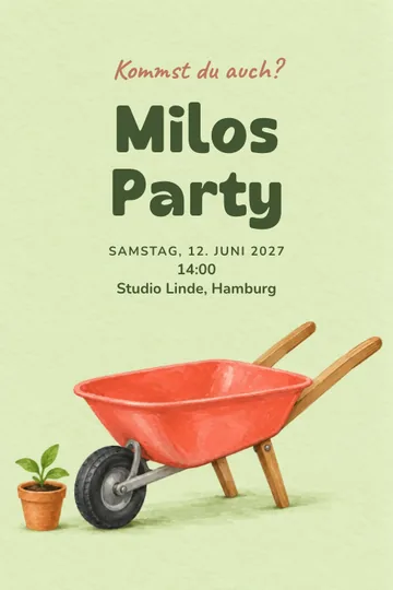 Einladung mit dem Design Gartenkarrenfest